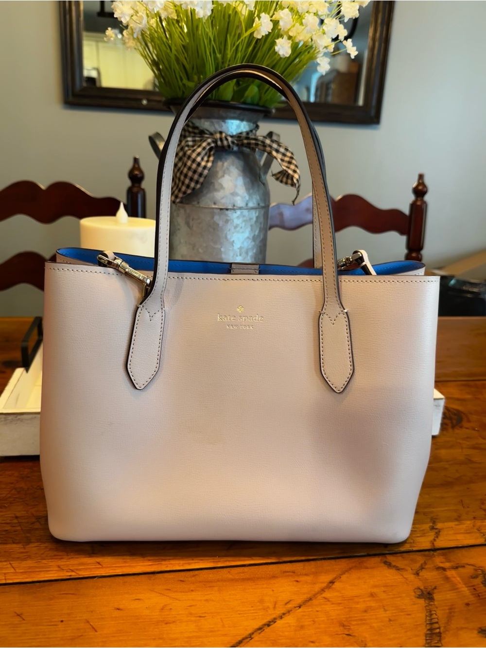 Kate Spade Pebbled Leather Tote Bag in cream